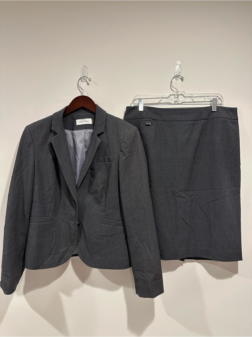 Calvin Klein Charcoal Gray Women's Blazer and Skirt Set